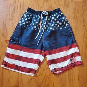 Exist Swim American Flag Swimsuit Mens Small Mesh Lined Swim Trunks USA